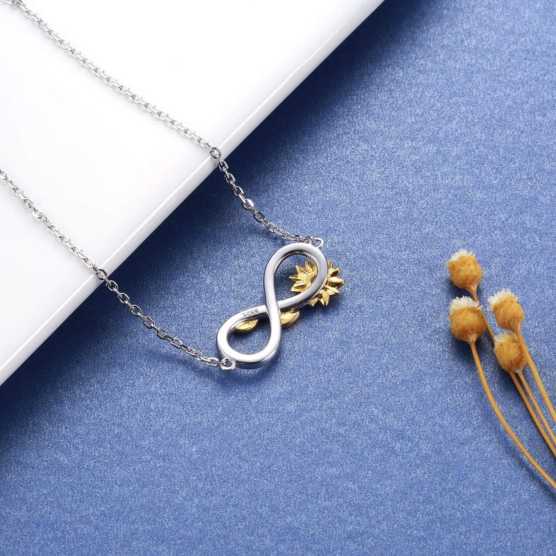 APOTIE You Are My Sunshine Sunflower Bracelet 925 Sterling Silver Infinity Flower Adjustable Jewelry Daughter Mother Gift for Women (Infinity Sunflower) - Image 5